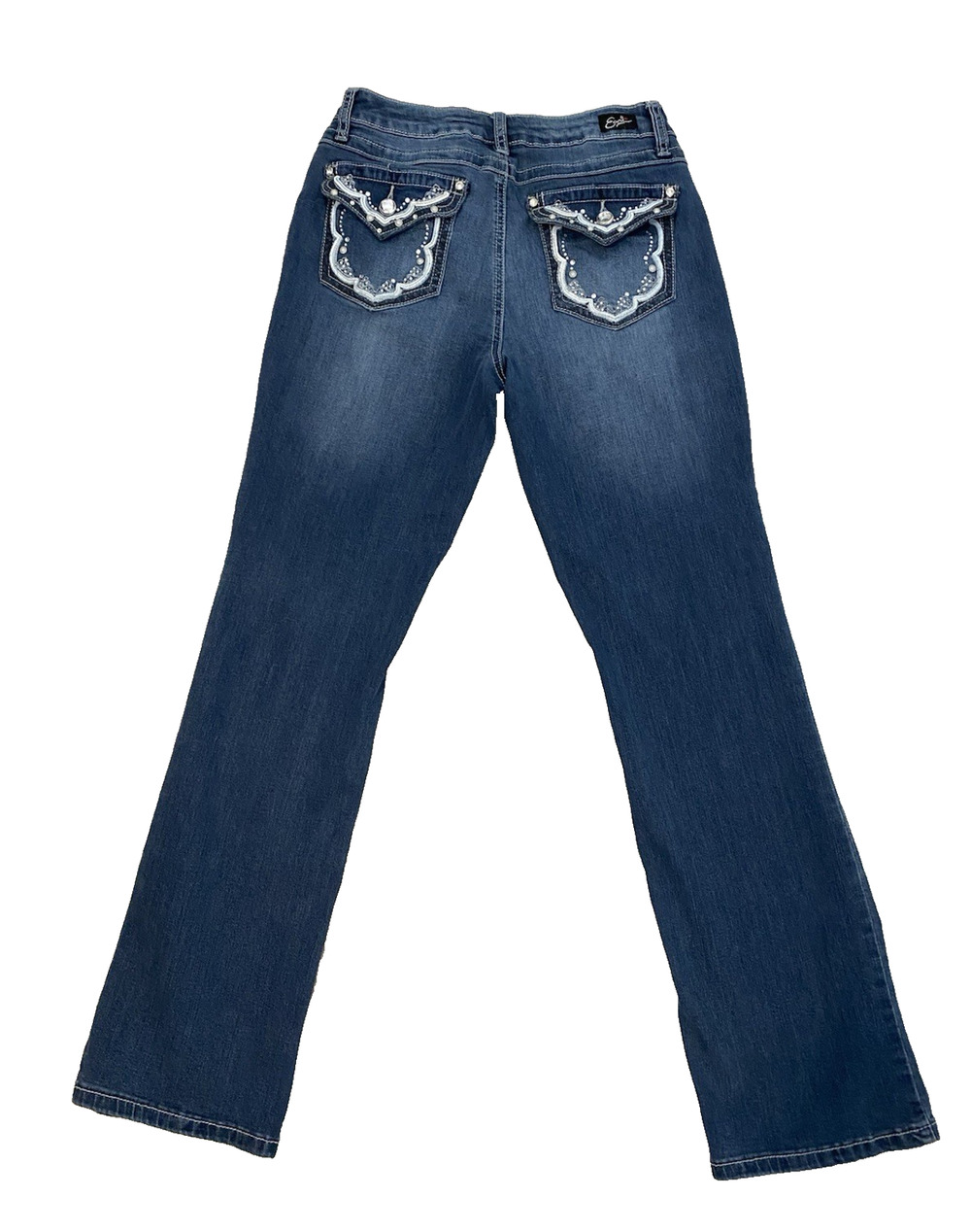 Earl Jean Womens Slim Boot Jeans Sz 8 Embellished Pocket Western Cowgirl 29x30.5